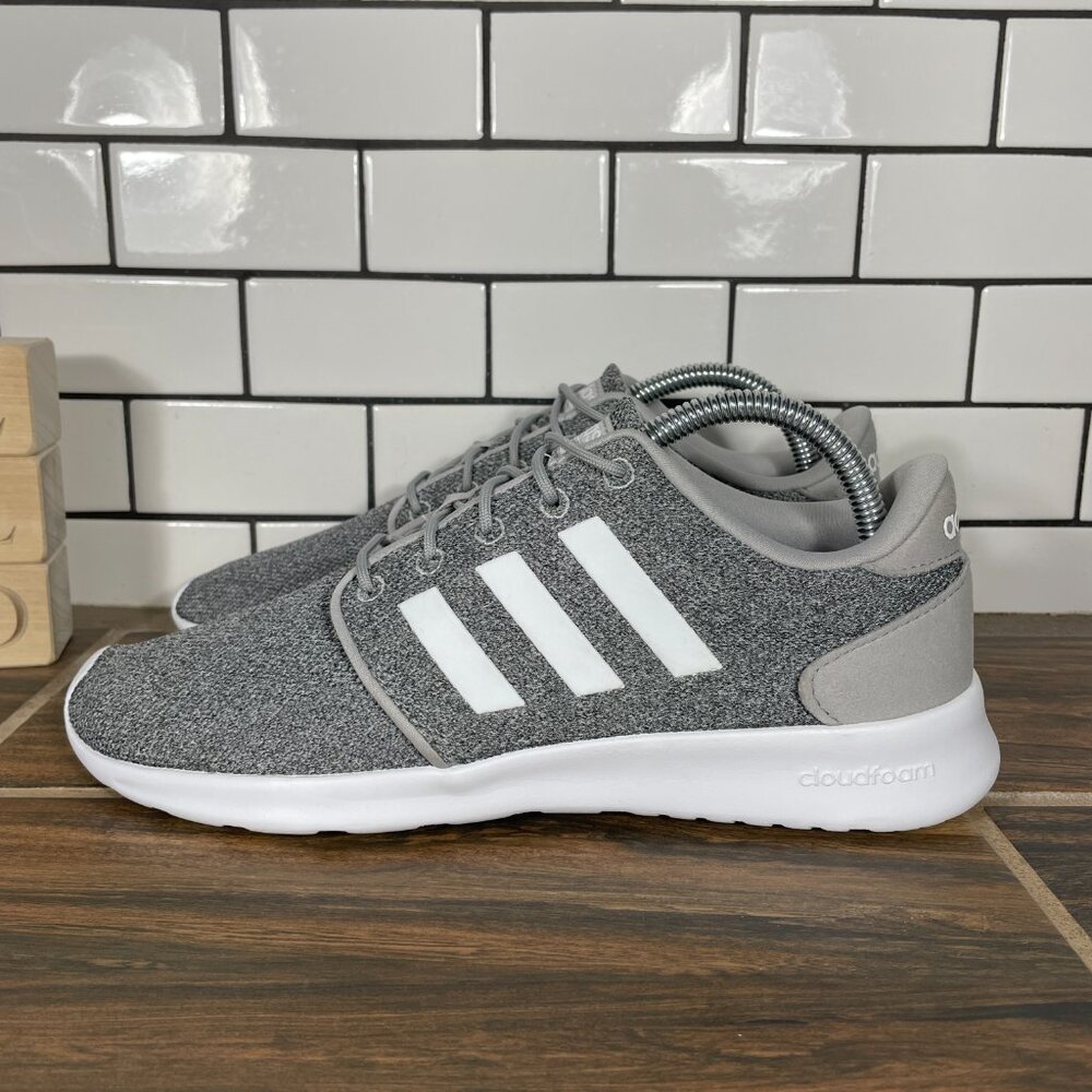 adidas QT Racer Running Shoes Womens Size 8.5 Gray White Cloudfoam Low Sneakers